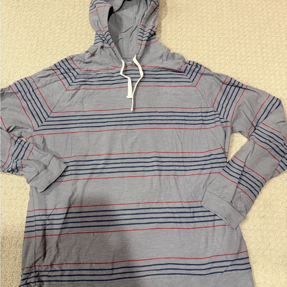 Banana Republic Gray and Blue and Red Striped Hoodie